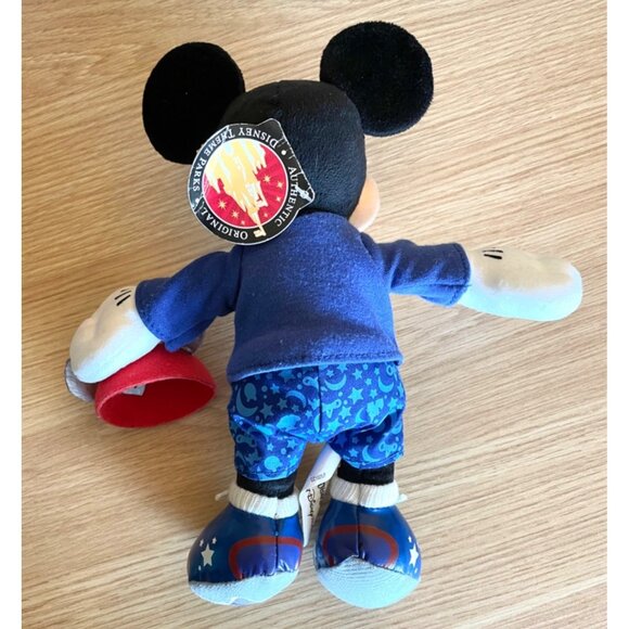 Vintage Mickey Mouse Bean Bag Plush Where Magic Lives Holding Souvenir Cap - Picture 2 of 11